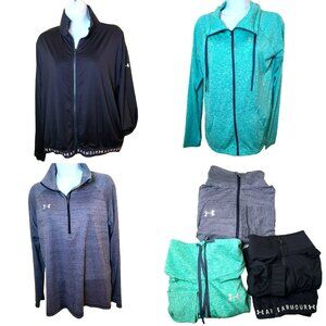Lot (3) Under Armour Womens Sz M Heatgear Lightweight Athletic Jacket Logo EUC
